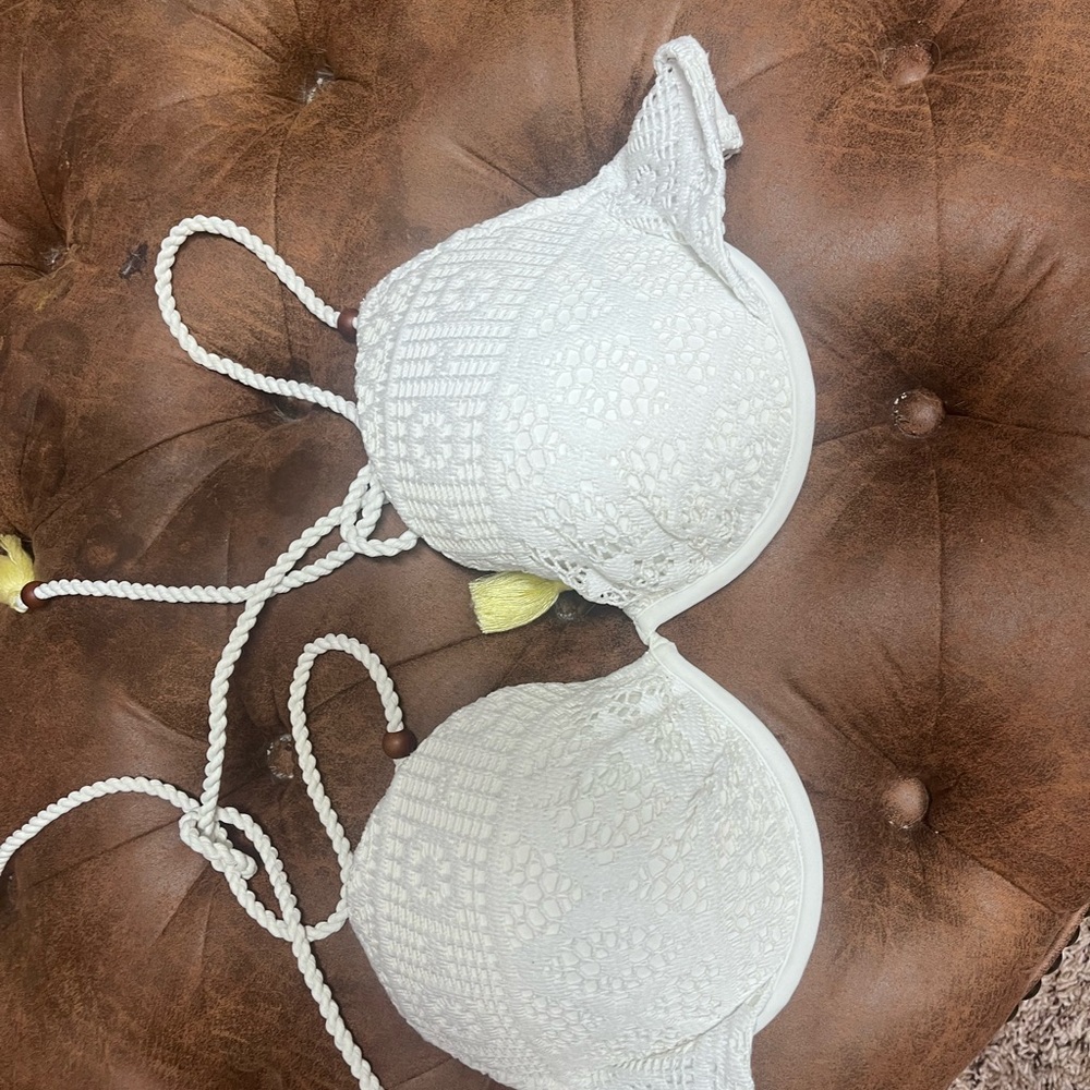 Victoria's Secret White Braided Bikini Top